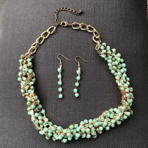 Aqua collar necklace & earring set